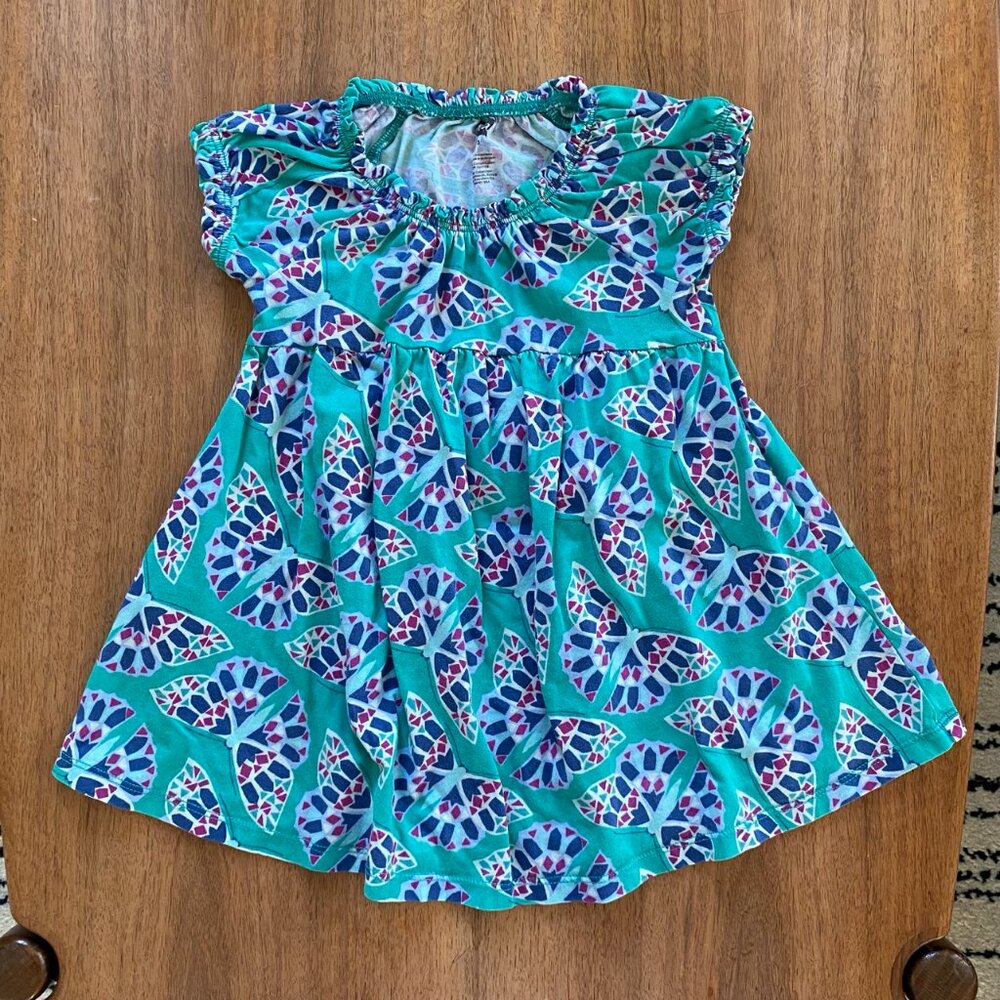 Tea Collection Kaleidoscope Butterfly green dress, short sleeves, size 3T